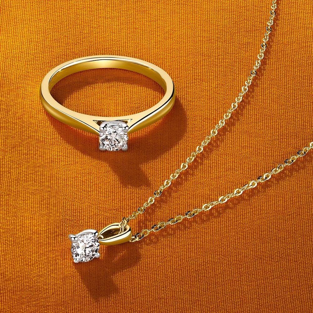 Rendition 0.30ct Diamond Solitaire Pendant in 9ct Yellow & White Gold