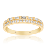Diamond Baguette Dress Ring in 9ct Yellow Gold