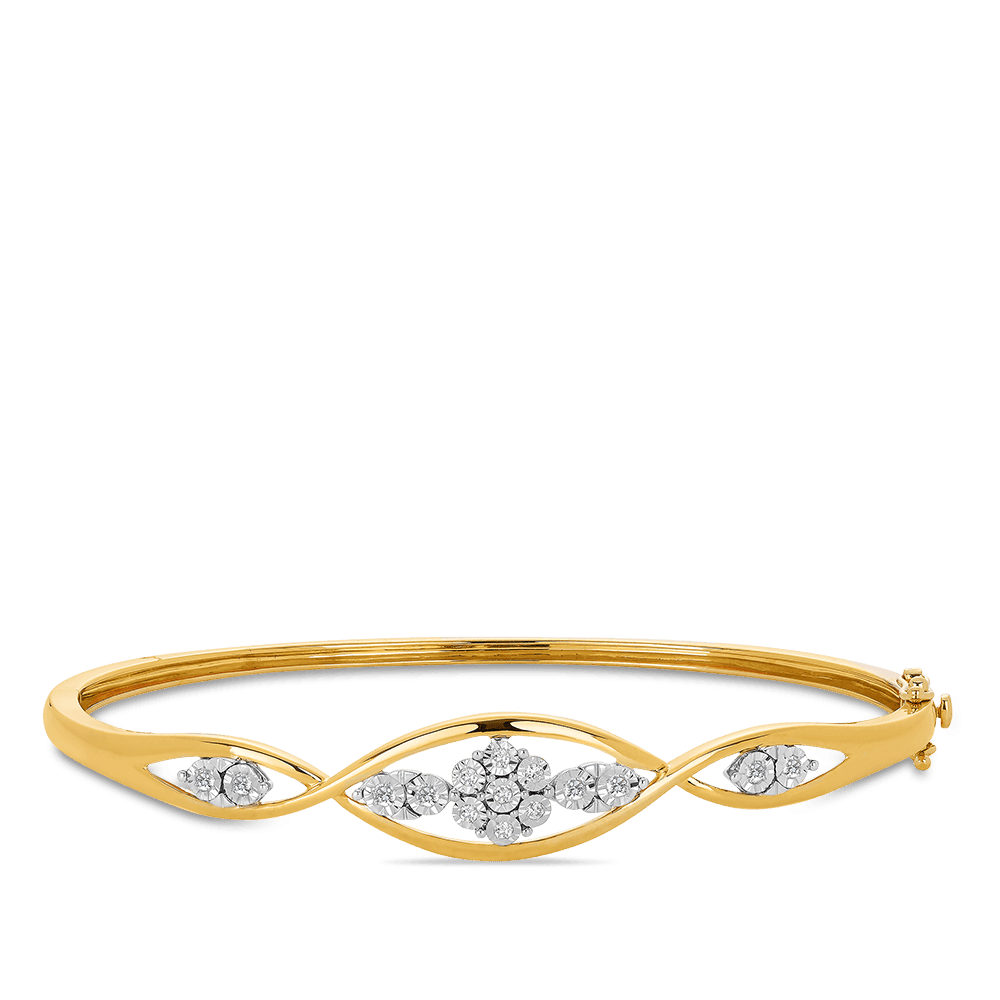 Diamond Bangle in 9ct Yellow and White Gold TGW 0.20ct - Wallace Bishop