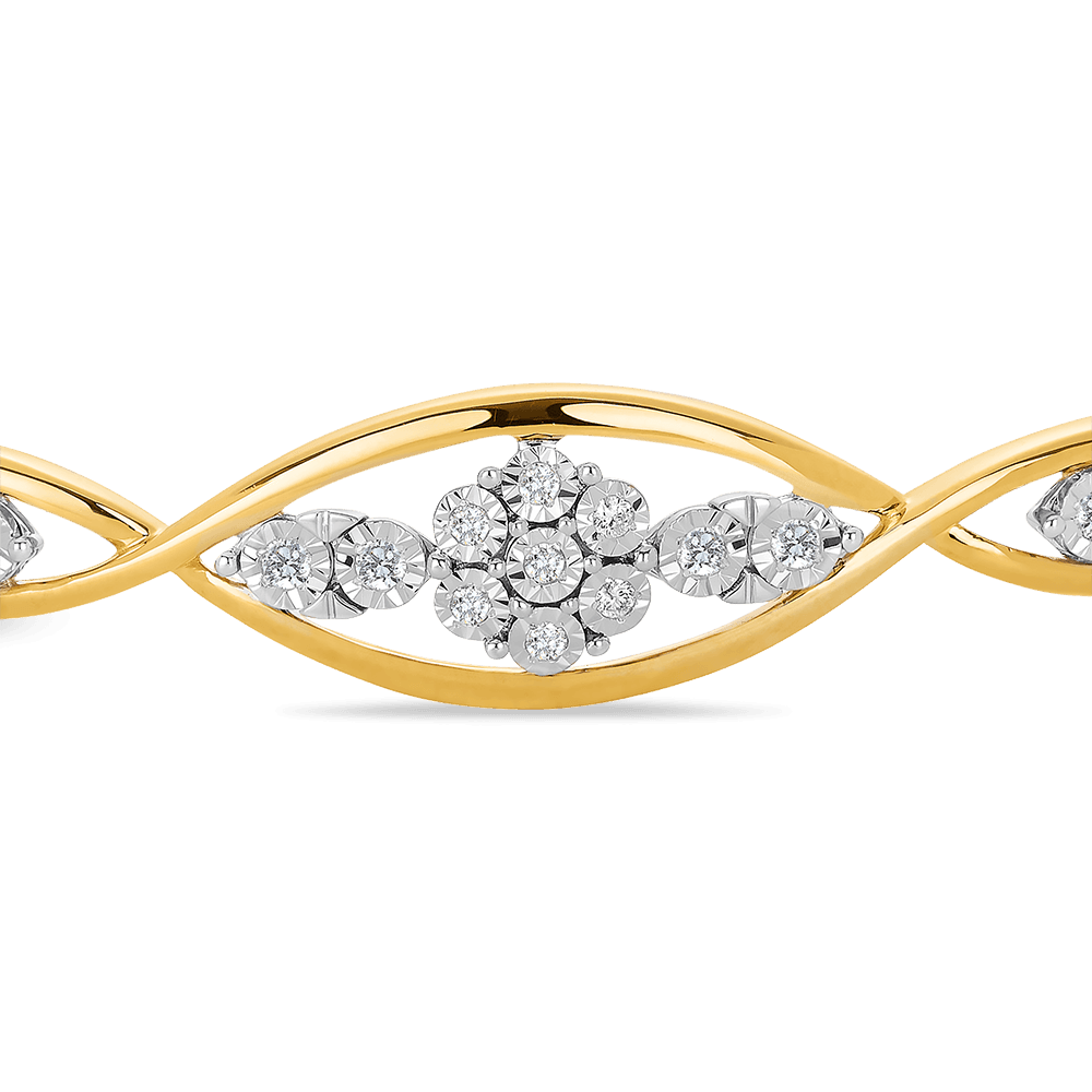 Diamond Bangle in 9ct Yellow and White Gold TGW 0.20ct - Wallace Bishop