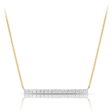 Diamond Bar Necklace in 9ct Yellow and White Gold TGW 0.16ct