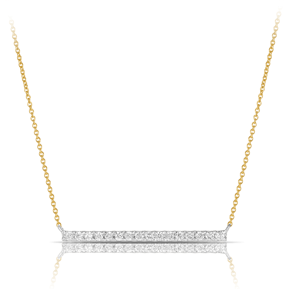 Diamond Bar Necklace in 9ct Yellow and White Gold TGW 0.16ct - Wallace Bishop