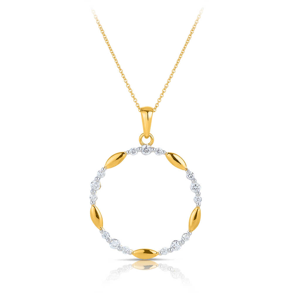 Diamond Circle Pendant in 9ct Yellow and White Gold - Wallace Bishop