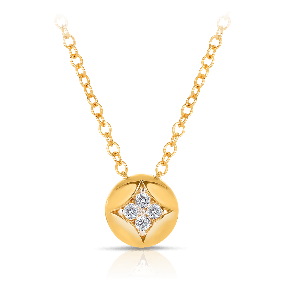 Diamond Circle Shape Hollow Pendant in 9ct Yellow Gold - Wallace Bishop