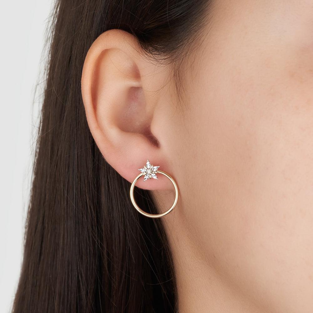 Diamond Circle Star Stud Earrings in 9ct Yellow Gold - Wallace Bishop