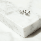 Diamond Circle Stud Earrings in 9ct White Gold