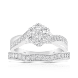Diamond Cluster Bridal Ring in 9ct White Gold Ring - Wallace Bishop