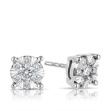 Diamond Cluster Stud Earrings in 9ct White Gold - Wallace Bishop