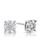 Diamond Cluster Stud Earrings in 9ct White Gold