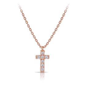 Diamond Cross Necklace set in 9ct Rose Gold - Wallace Bishop