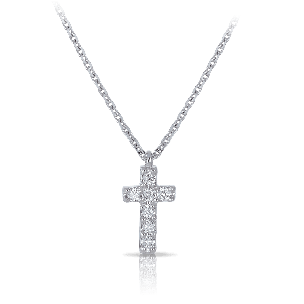 Diamond Cross Pendant in 9ct White Gold TDW 0.07ct - Wallace Bishop