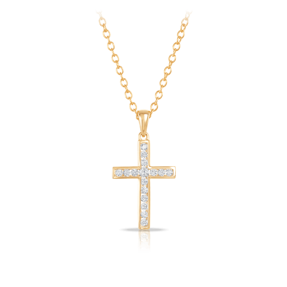 Diamond Cross Pendant in 9ct Yellow Gold - Wallace Bishop