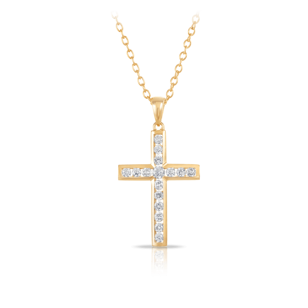 Diamond Cross Pendant in 9ct Yellow Gold