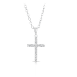 Diamond Cross Pendant set in 9ct White Gold. Total Diamond Weight 0.15ct