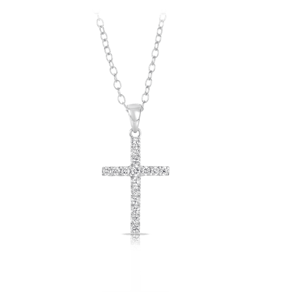 Diamond Cross Pendant set in 9ct White Gold. Total Diamond Weight 0.25ct