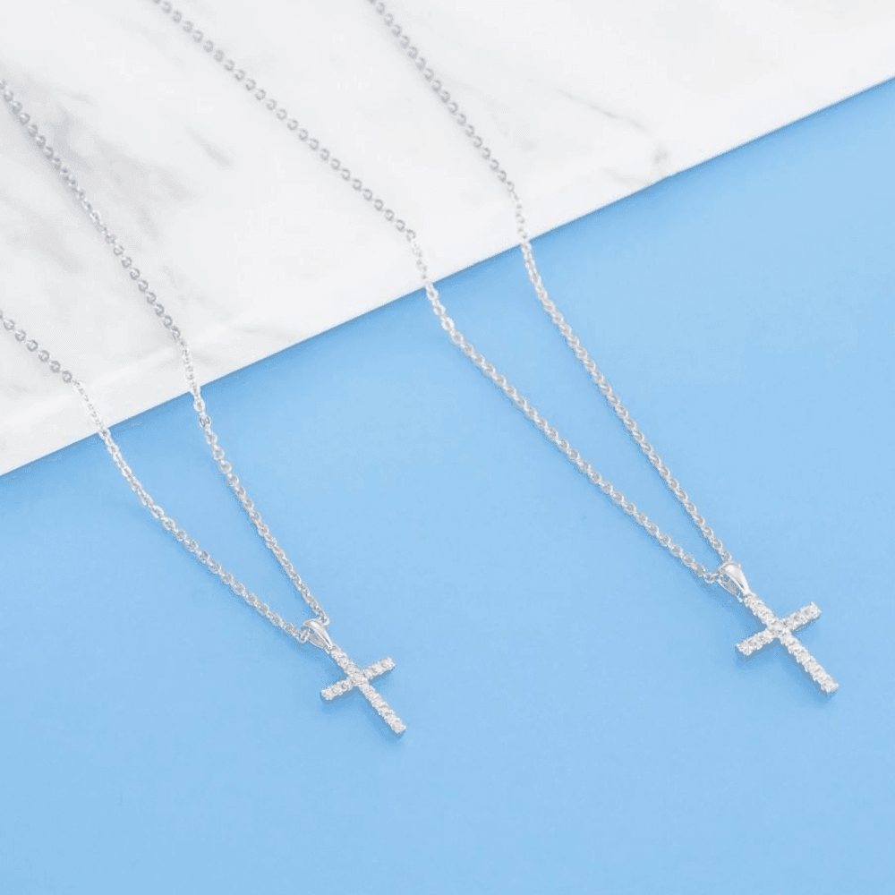 Diamond Cross Pendant set in 9ct White Gold. Total Diamond Weight 0.25ct