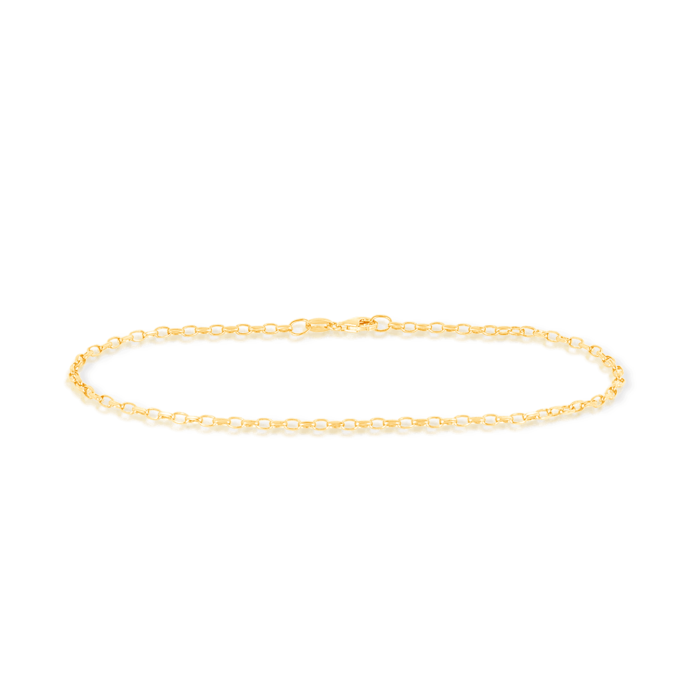 Diamond Cut Belcher Anklet in 9ct Yellow Gold