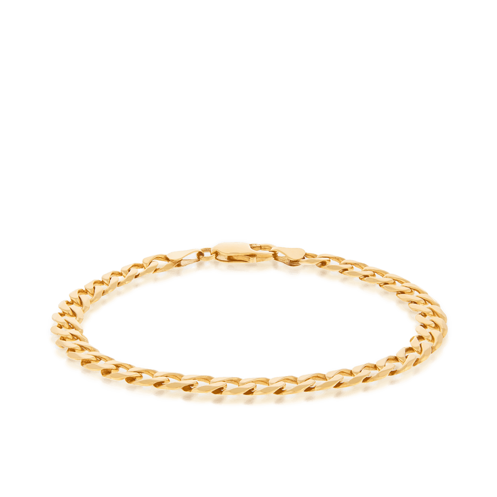 Diamond Cut Curb Men s Bracelet in 9ct Yellow Gold