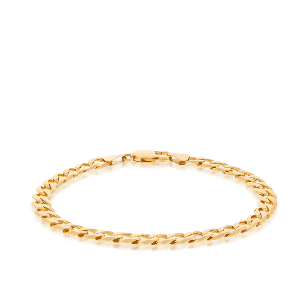 Diamond Cut Curb Men's Bracelet in 9ct Yellow Gold