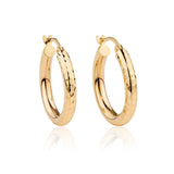 Diamond Cut Hoop Earrings in 9ct Yellow Gold - Wallace Bishop