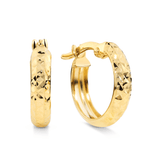 Diamond Cut Huggie Hoop Earrings in 9ct Yellow Gold