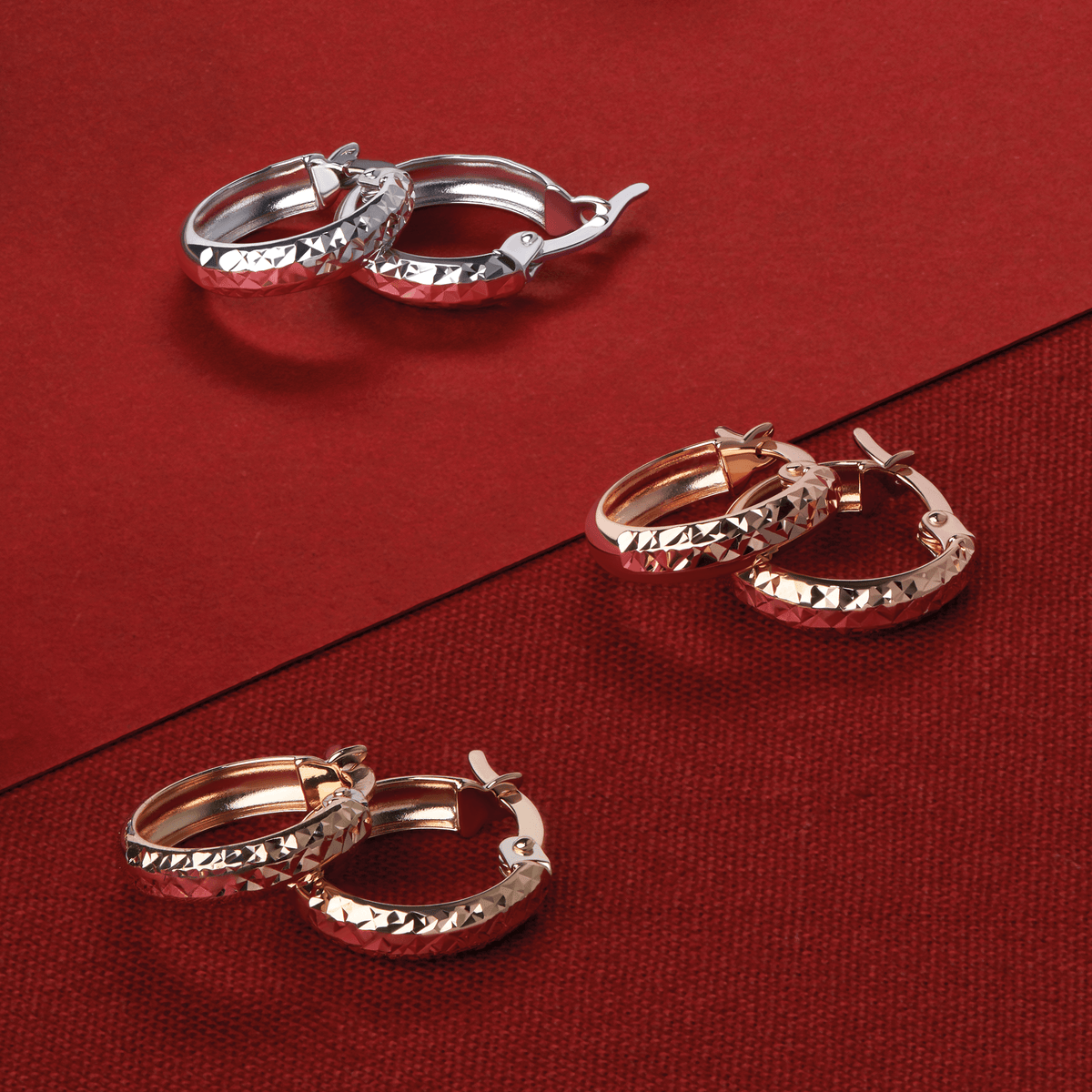 Diamond Cut Huggie Hoop Earrings in 9ct Yellow Gold - Wallace Bishop