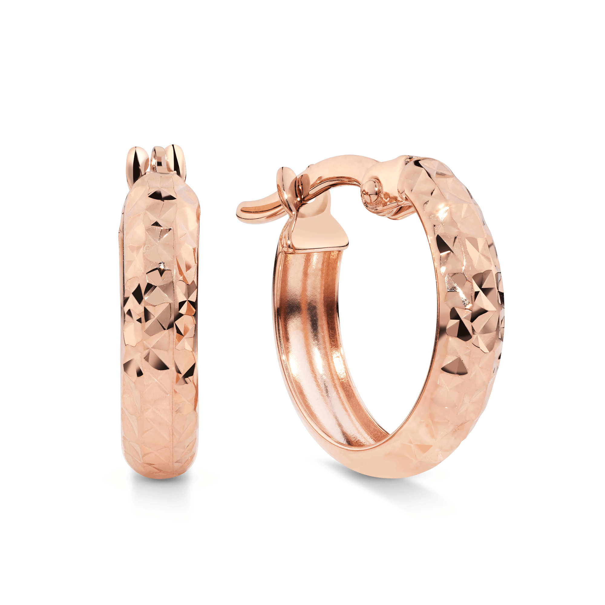 Diamond Cut Huggies in 9ct Rose Gold
