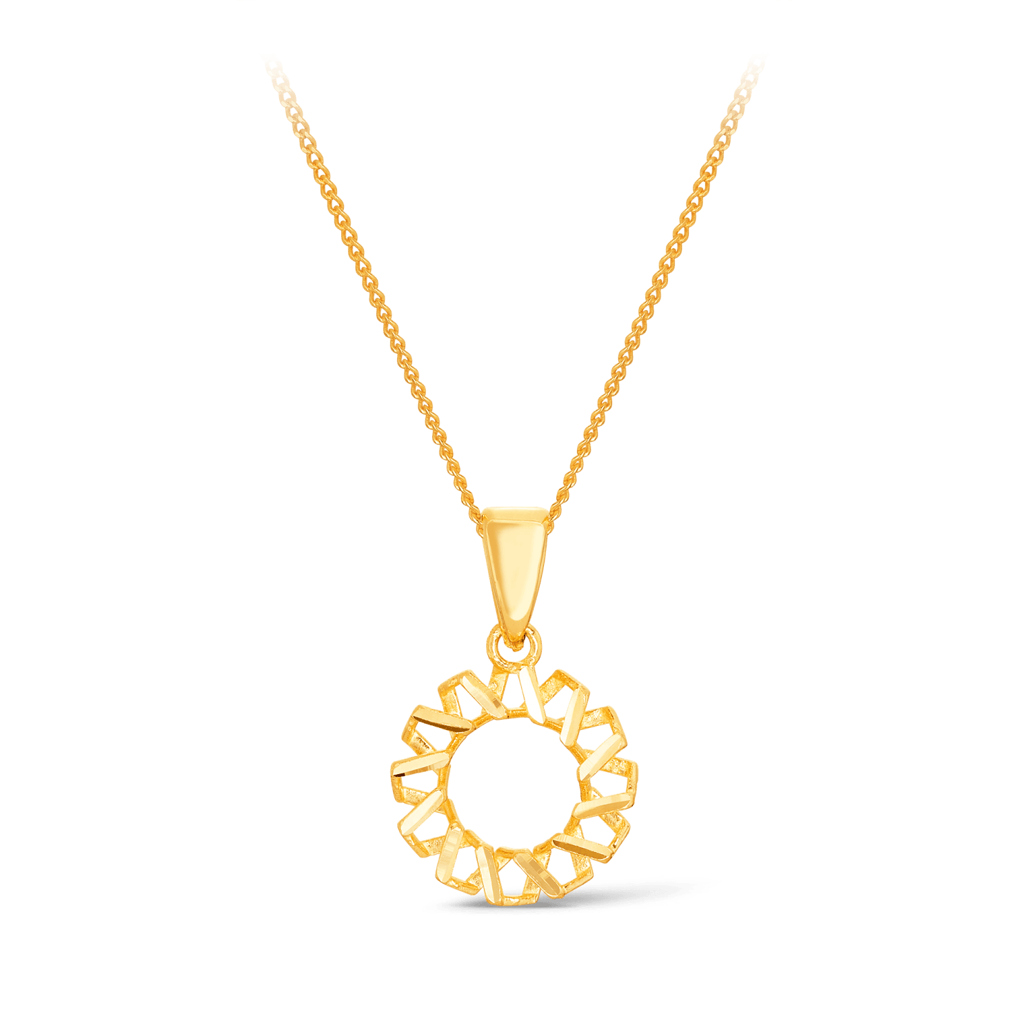 Diamond Cut Open Circle Pendant in 9ct Yellow Gold - Wallace Bishop