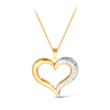 Diamond Cut Rhodium Plate Open Heart Pendant in 9ct Yellow Gold