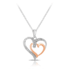 Diamond Double Hearts Pendant in 9ct White and Rose Gold