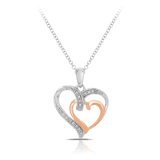 Diamond Double Hearts Pendant in 9ct White and Rose Gold