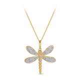 Diamond Dragonfly Pendant in 9ct Yellow Gold - Wallace Bishop