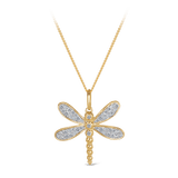 Diamond Dragonfly Pendant in 9ct Yellow Gold