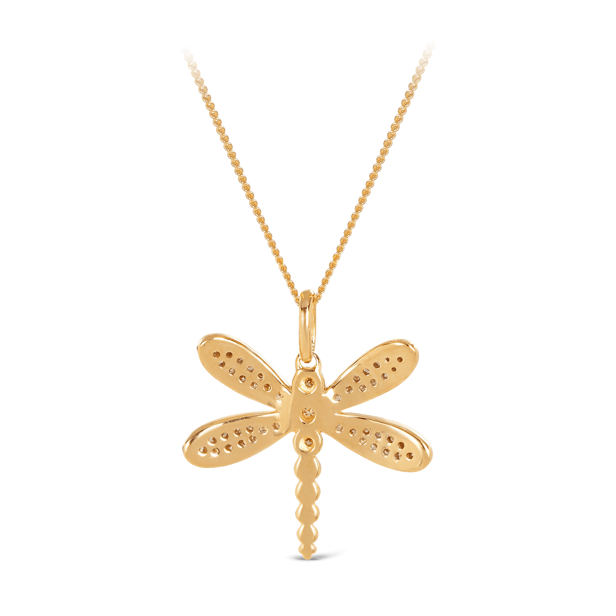 Diamond Dragonfly Pendant in 9ct Yellow Gold