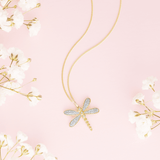 Diamond Dragonfly Pendant in 9ct Yellow Gold
