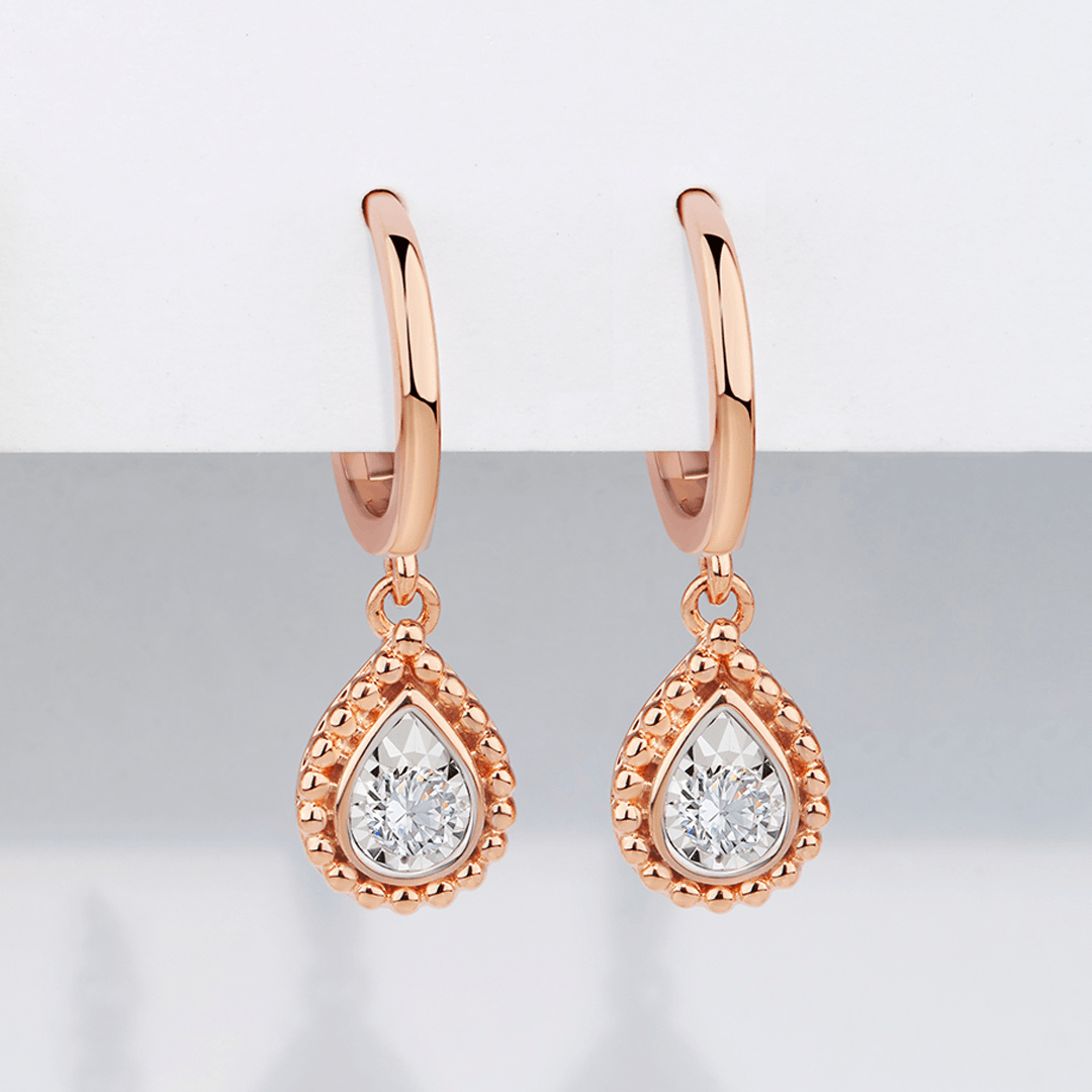 Diamond Drop Earrings in 9ct Rose Gold