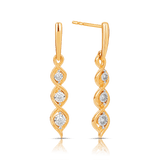 Diamond Drop Earrings in 9ct Yellow and White Gold TGW 0.12ct