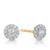 Diamond Halo Stud Earrings in 9ct Yellow and White Gold TGW 0.21ct