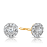 Diamond Halo Stud Earrings in 9ct Yellow and White Gold TGW 0.21ct