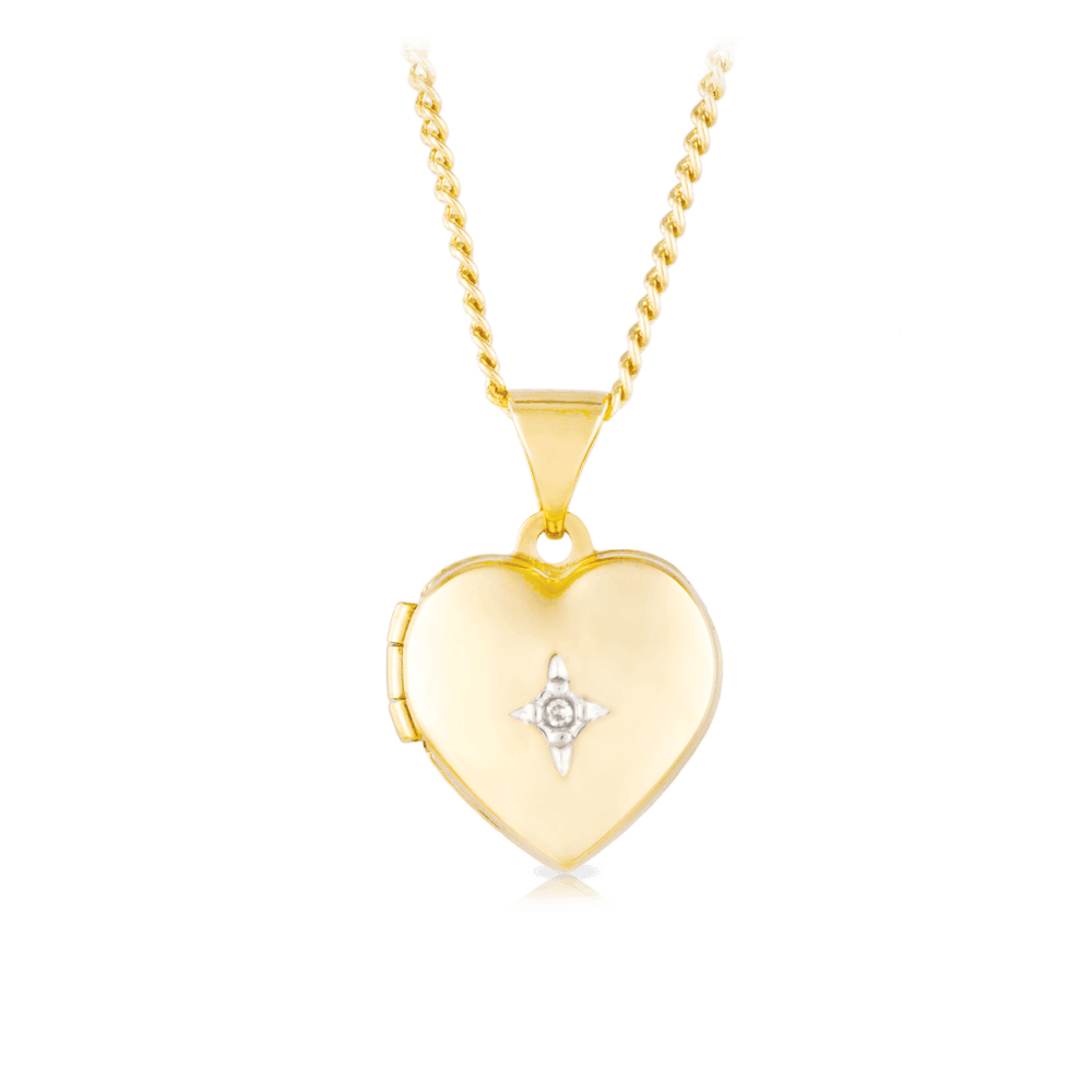 Diamond Heart Locket in 9ct Yellow Gold