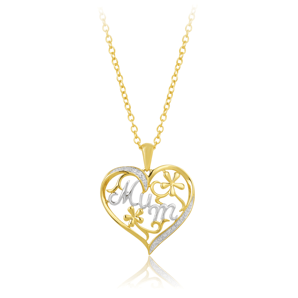 Diamond Heart 'Mum' Pendant set in 9ct Yellow Gold - Wallace Bishop