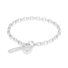 Diamond Heart Padlock Bracelet in Sterling Silver