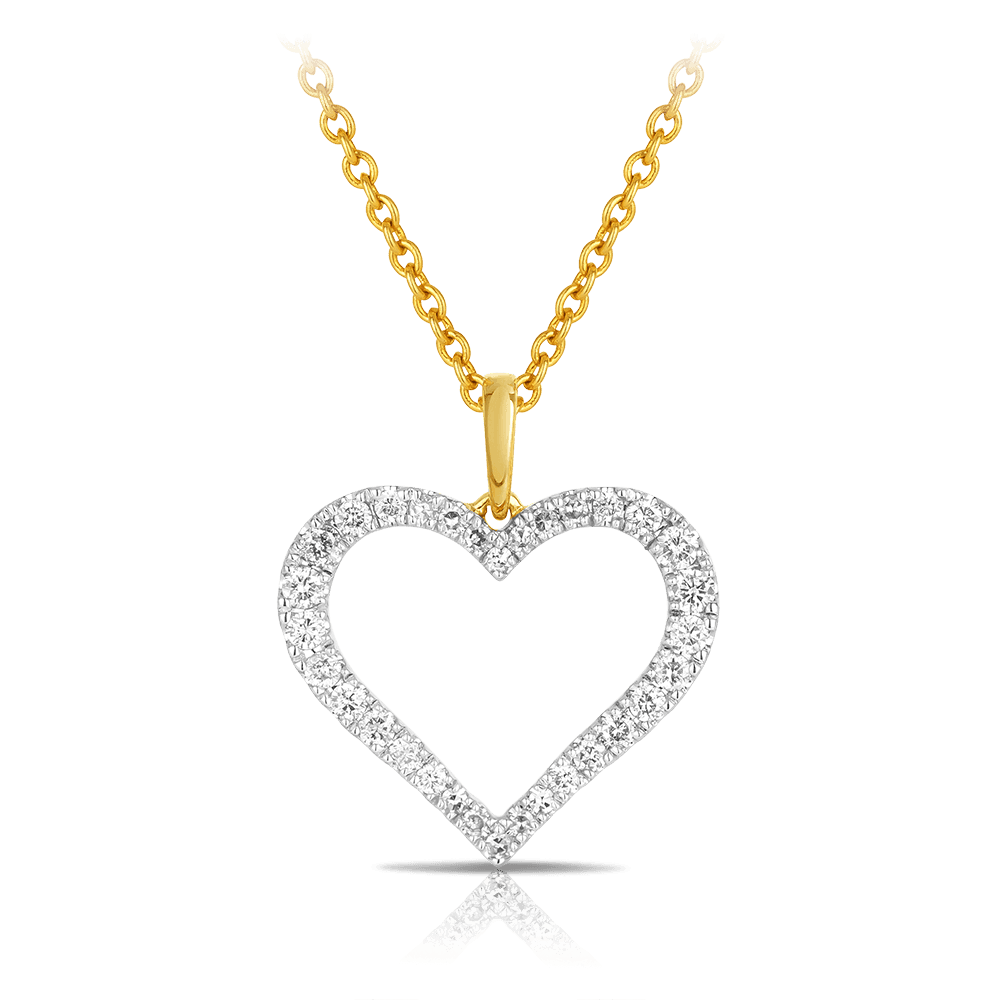 Diamond Heart Pendant in 9ct Yellow Gold TGW 0.40ct