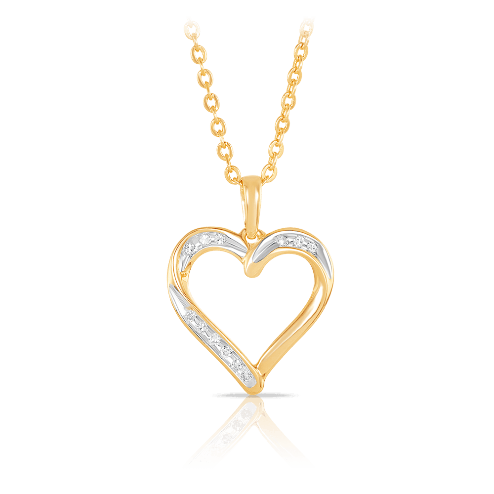 Diamond Heart Pendant in 9ct Yellow Gold