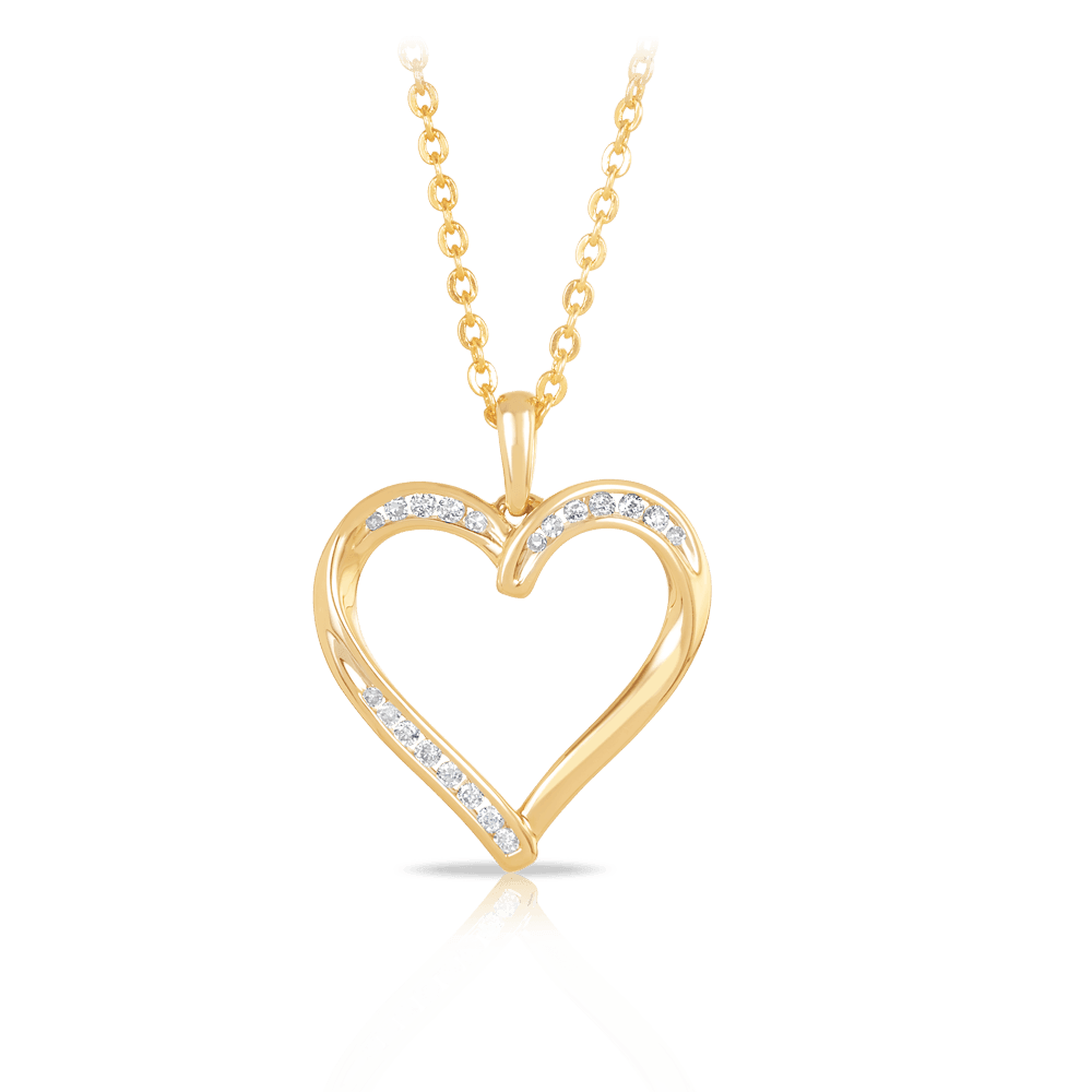 Diamond heart pendant 14k 2025 yellow gold