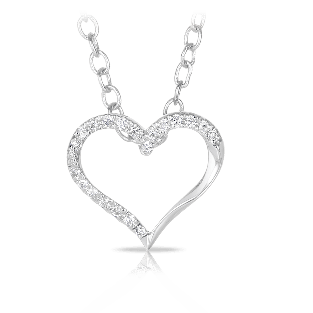 Diamond Heart Pendant in 9ct White Gold