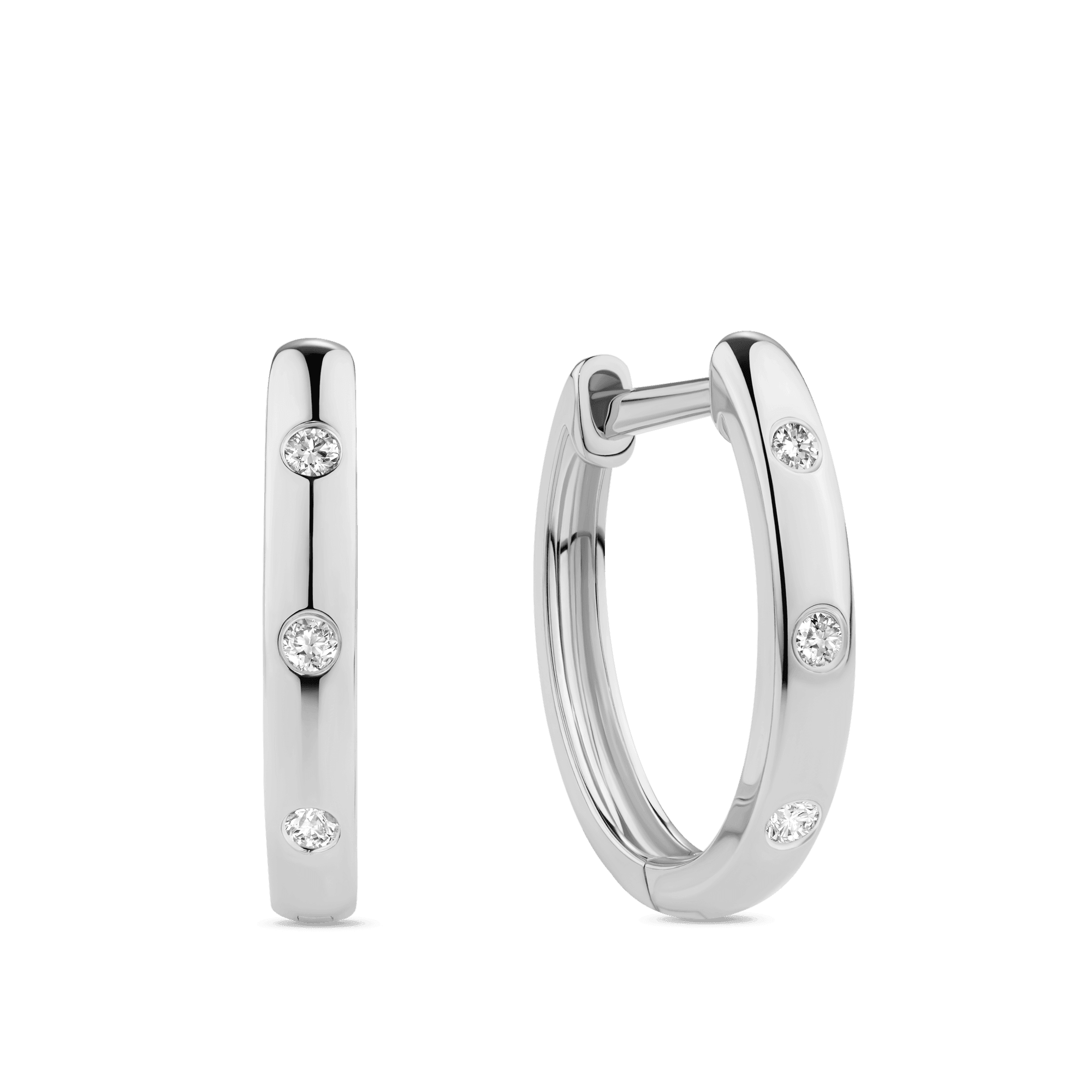 Diamond Huggie Hoop Earrings in 9ct White Gold