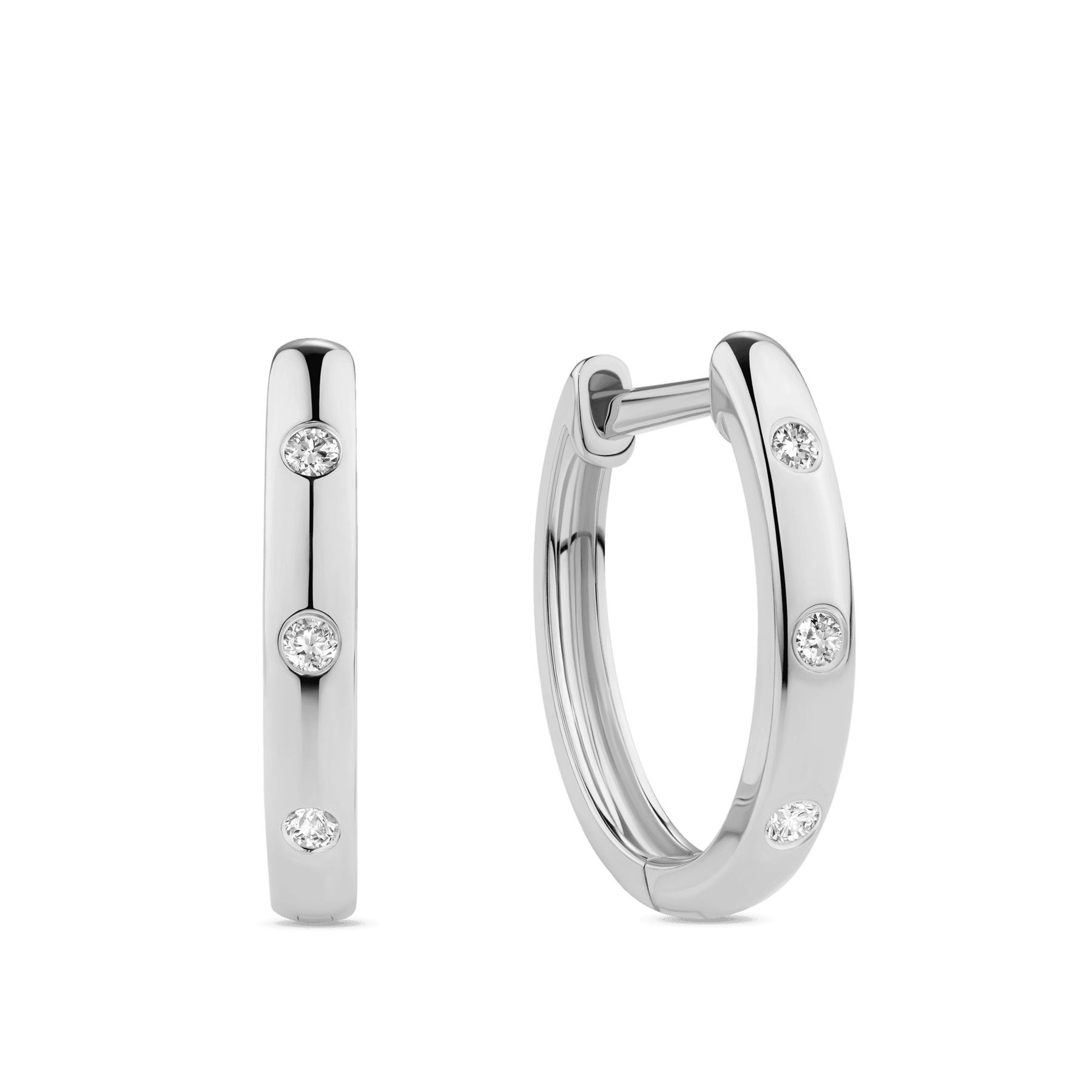 Diamond Huggie Hoop Earrings in 9ct White Gold - Wallace Bishop