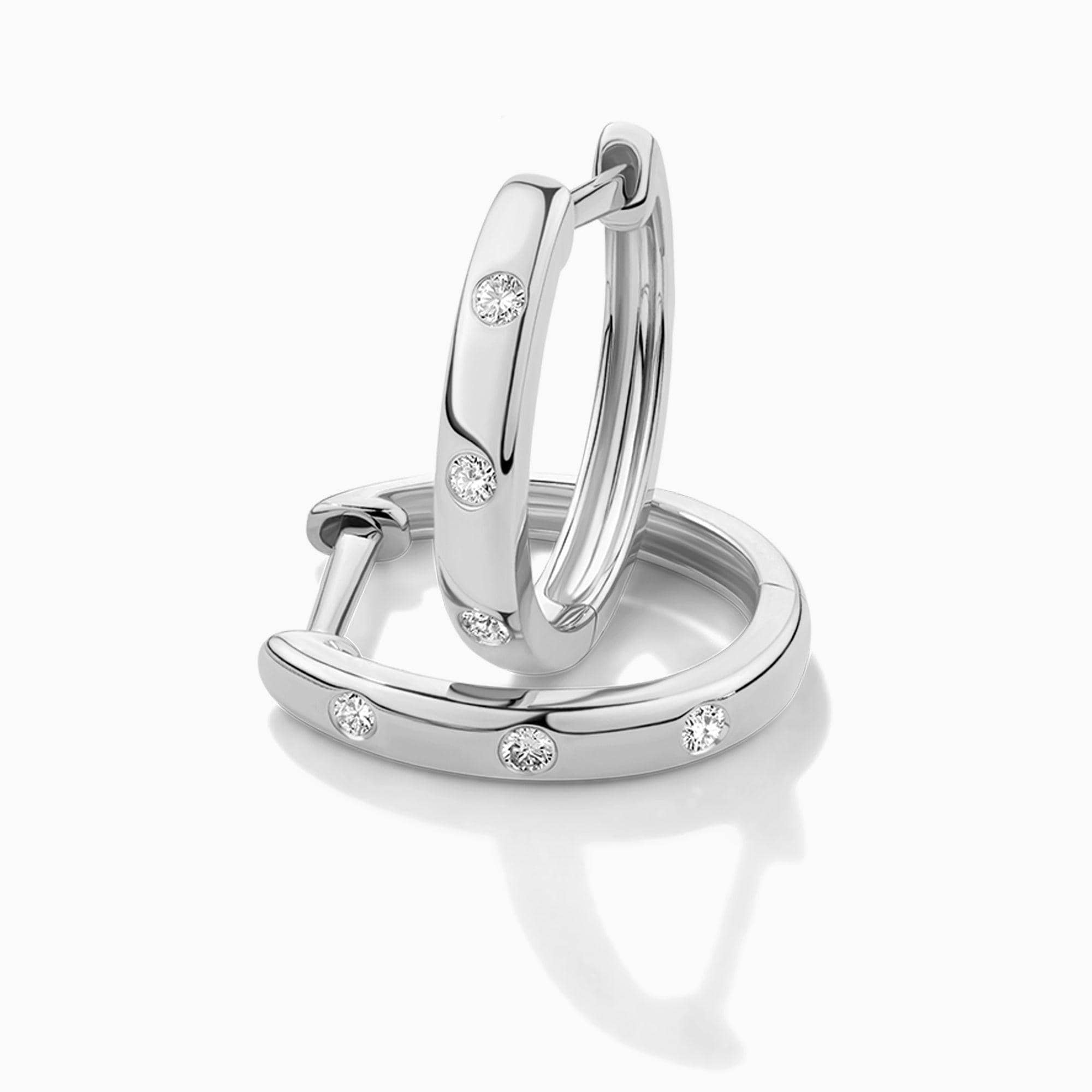 Diamond Huggie Hoop Earrings in 9ct White Gold