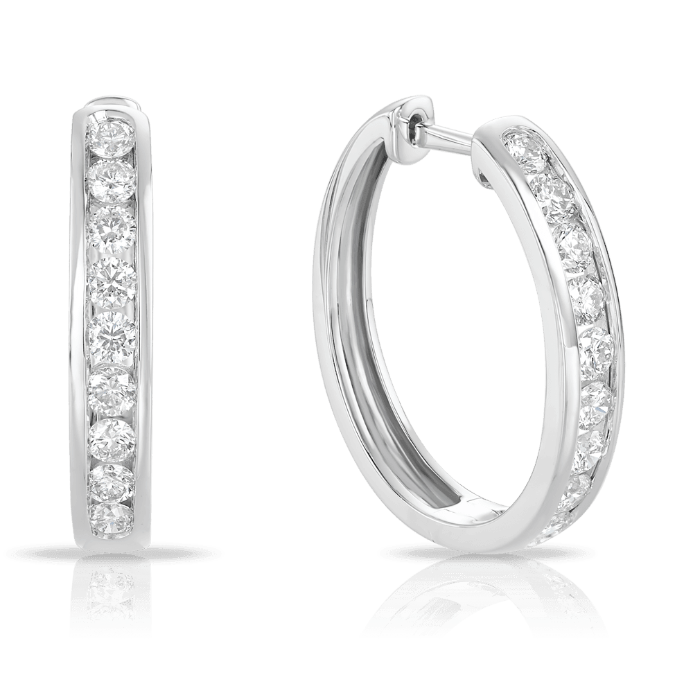 Diamond Huggie Hoop Earrings in 9ct White Gold - Wallace Bishop